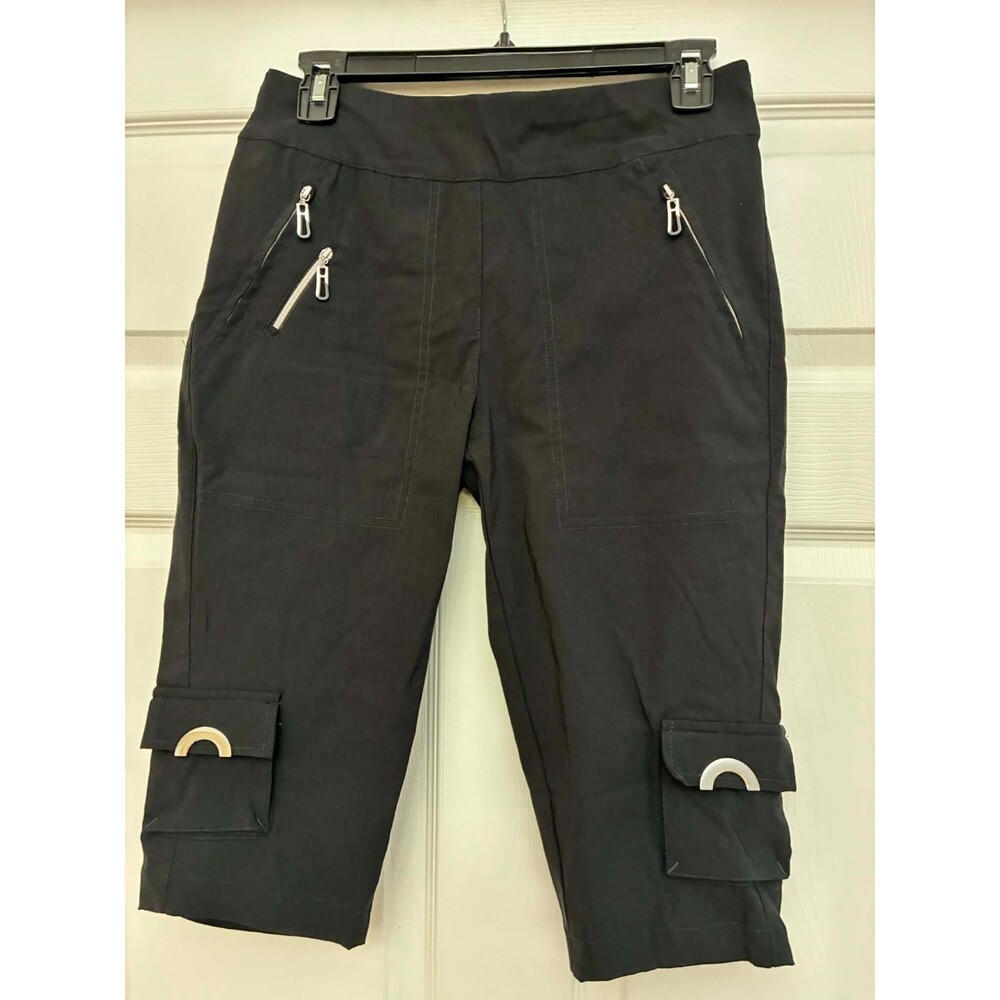 Jamie Sadock Womens 4 Black Performance Golf Capri Pant Stretch Zip Pockets NWT